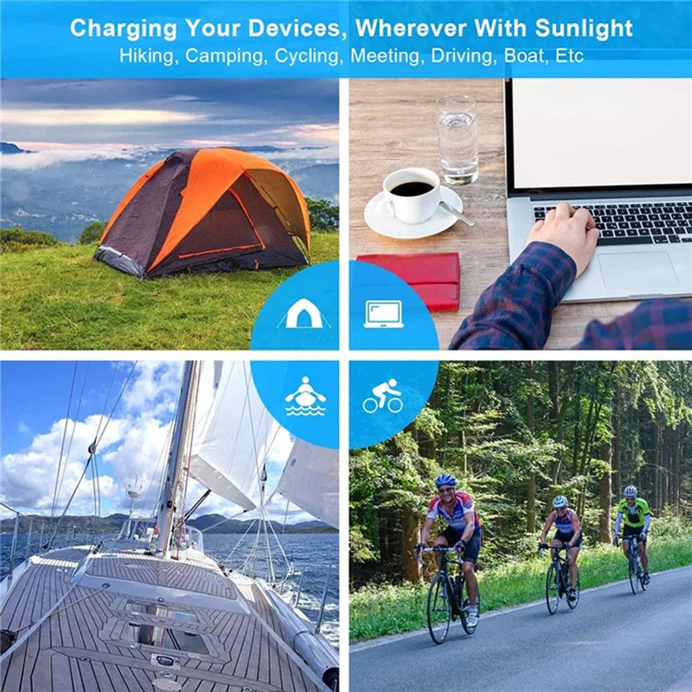 20W Portable Outdoor Dual USB Solar Charger 6 Folding Solar Panels Phone Charging Power Bank