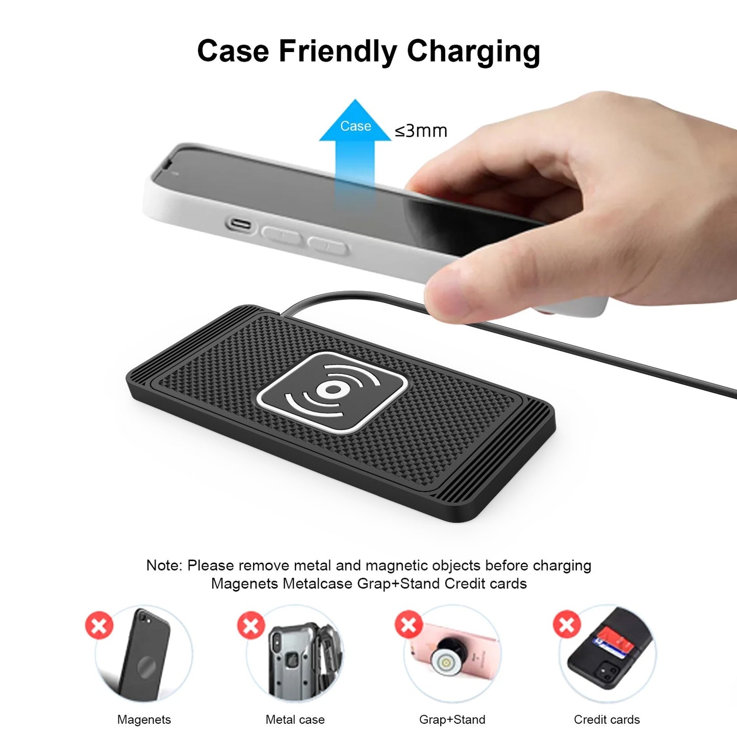 Kabelloses Auto-Ladegerät 15W Qi Schnellladung für Huawei iPhone Samsung
