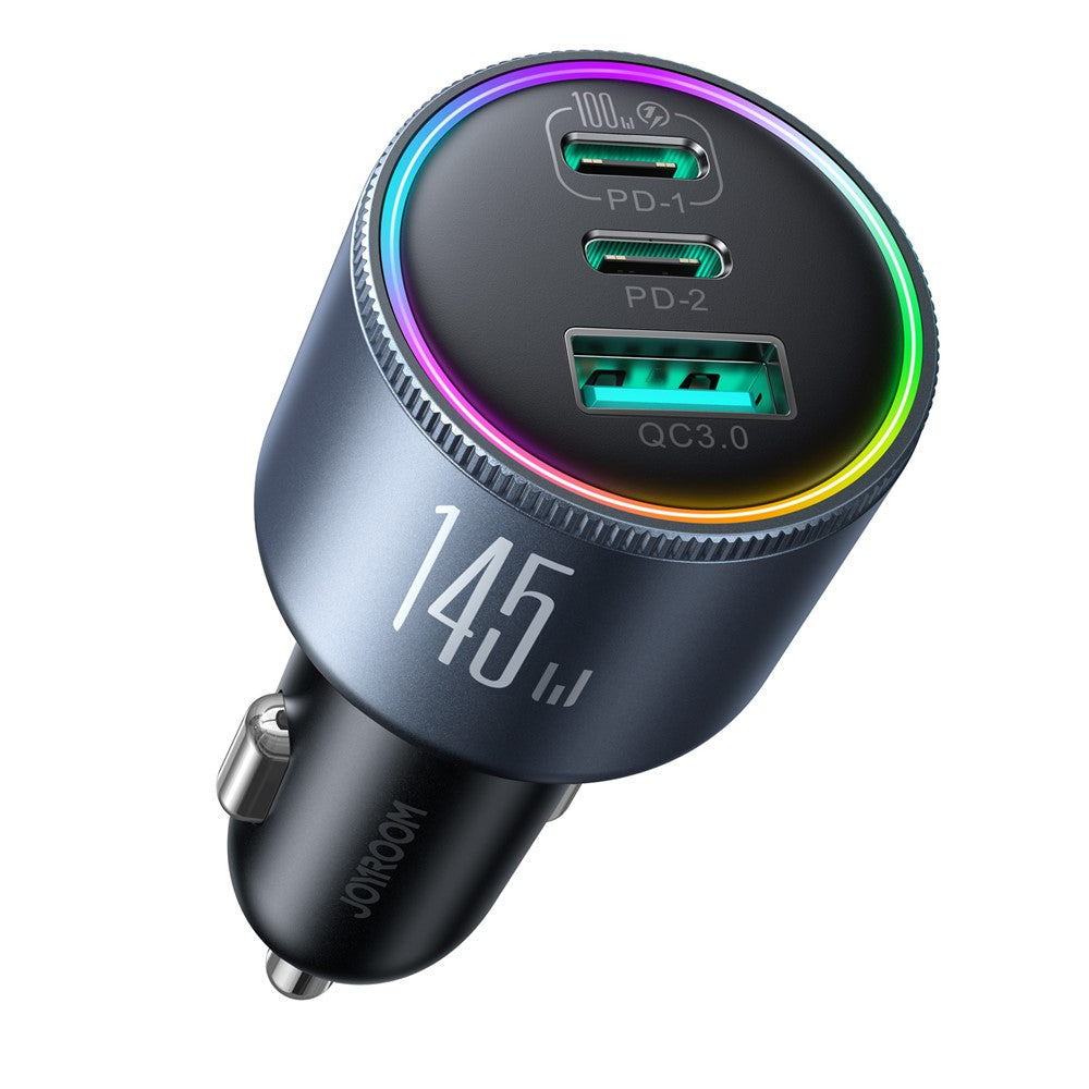JOYROOM JR-CCN07 145W Super Fast Charging 3-Port Car Charger 2 Type-C + USB Car Charger Set with Type-C to Type-C Data Cable