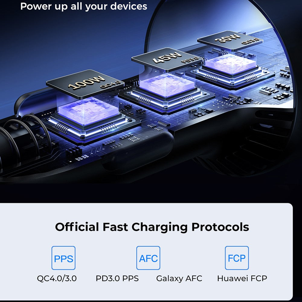 JOYROOM JR-CCN07 145W Super Fast Charging 3-Port Car Charger 2 Type-C + USB Car Charger Set with Type-C to Type-C Data Cable