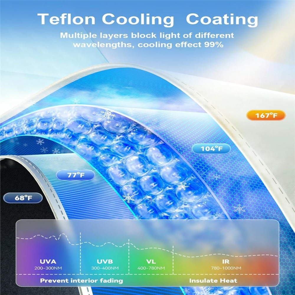 Sonnenschutz für Auto-Windschutzscheibe - Ice Crystal Cooling – UPF 50+