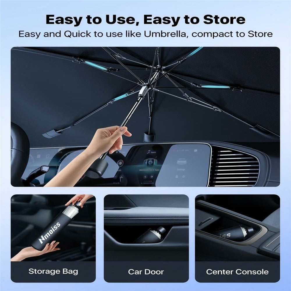 Car Windshield Sun Shade Umbrella S / M Ice Crystal Cooling Foldable 240T Reflective UPF50+ Umbrella Cover