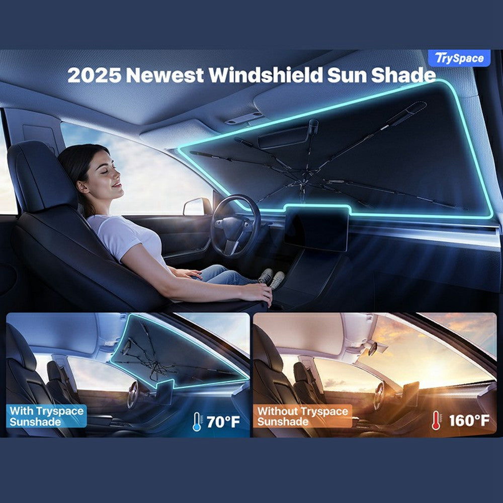 Car Windshield Sun Shade Umbrella S / M Ice Crystal Cooling Foldable 240T Reflective UPF50+ Umbrella Cover