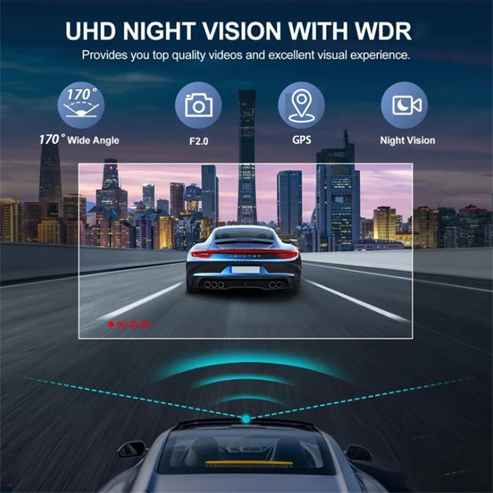 C15 Dual Dash Cam: 4K Front, 1080P Rückfahrkamera, Parkmodus, WiFi, ADAS, GPS
