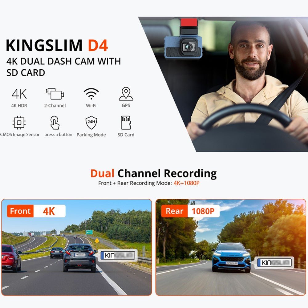 C15 Dual Dash Cam: 4K Front, 1080P Rückfahrkamera, Parkmodus, WiFi, ADAS, GPS