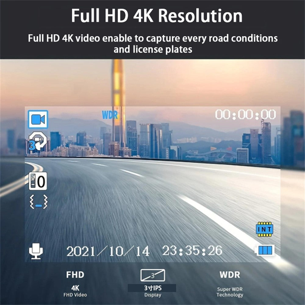 C15 Dual Dash Cam: 4K Front, 1080P Rückfahrkamera, Parkmodus, WiFi, ADAS, GPS