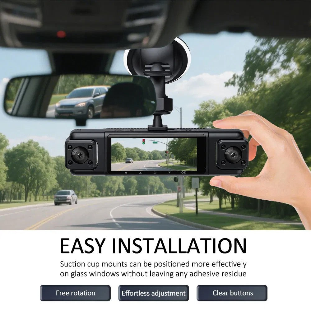 3-Zoll IPS HD Dashcam 1080P mit 4 Linsen – Front, Rückseite, Seiten – KFZ DVR
