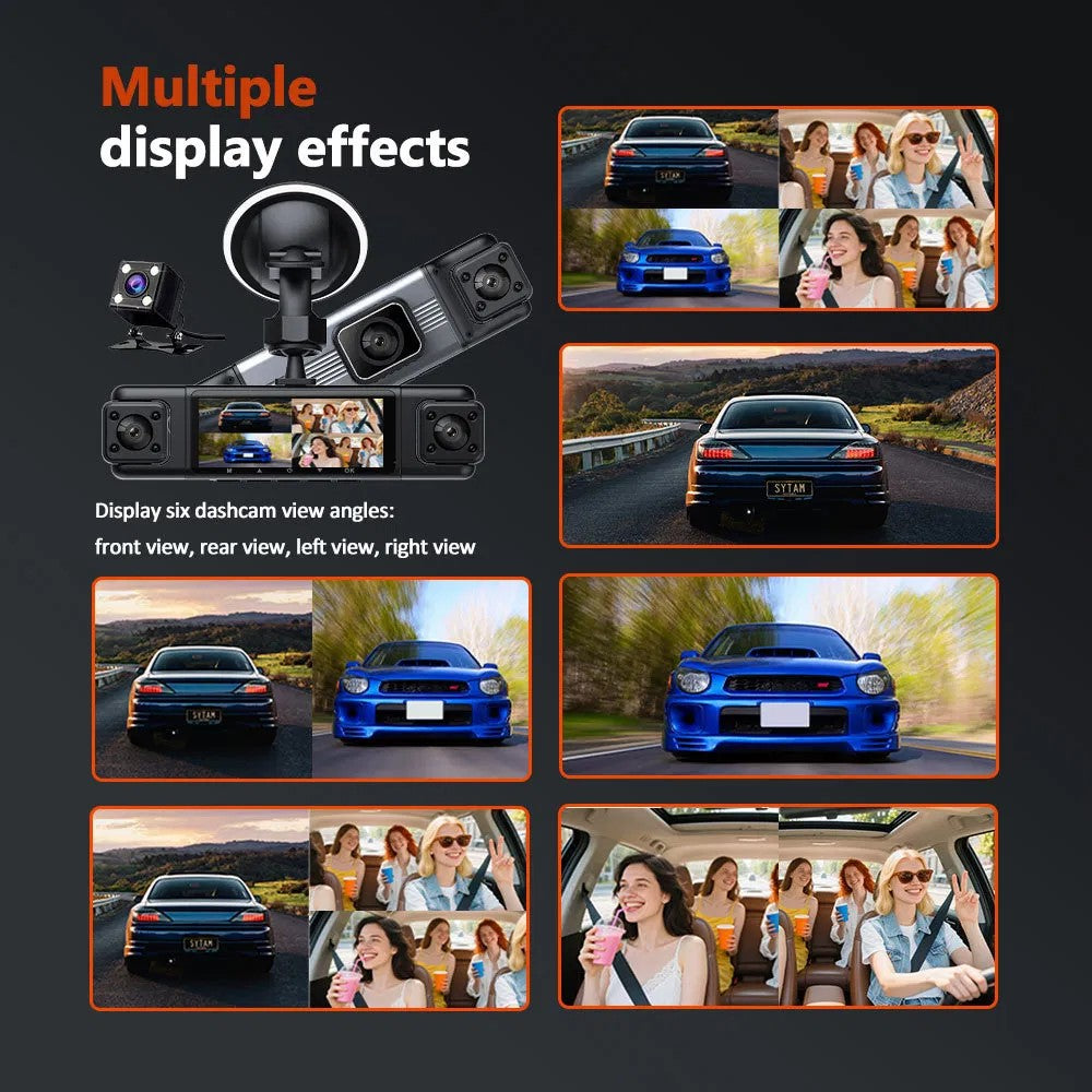 3-Zoll IPS HD Dashcam 1080P mit 4 Linsen – Front, Rückseite, Seiten – KFZ DVR