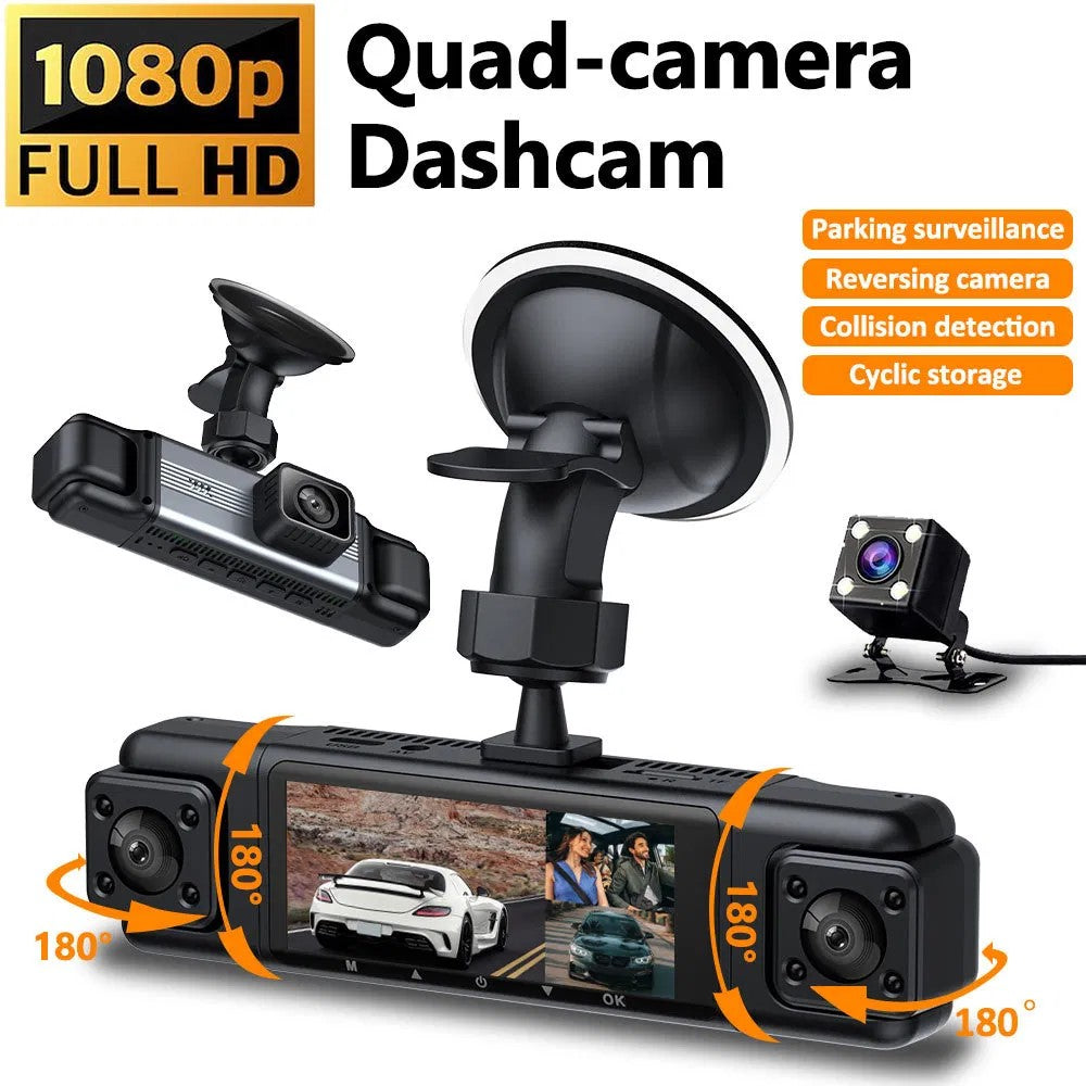 3-Zoll IPS HD Dashcam 1080P mit 4 Linsen – Front, Rückseite, Seiten – KFZ DVR