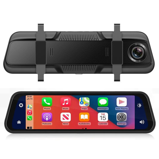 9.66" Touchscreen Dashcam mit CarPlay: 4K Streaming Rückspiegel mit Dual Lens & Nachtsicht