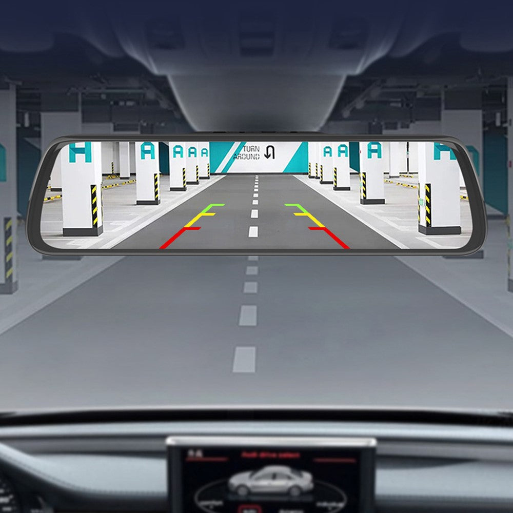 9.66" Touchscreen Dashcam mit CarPlay: 4K Streaming Rückspiegel mit Dual Lens & Nachtsicht