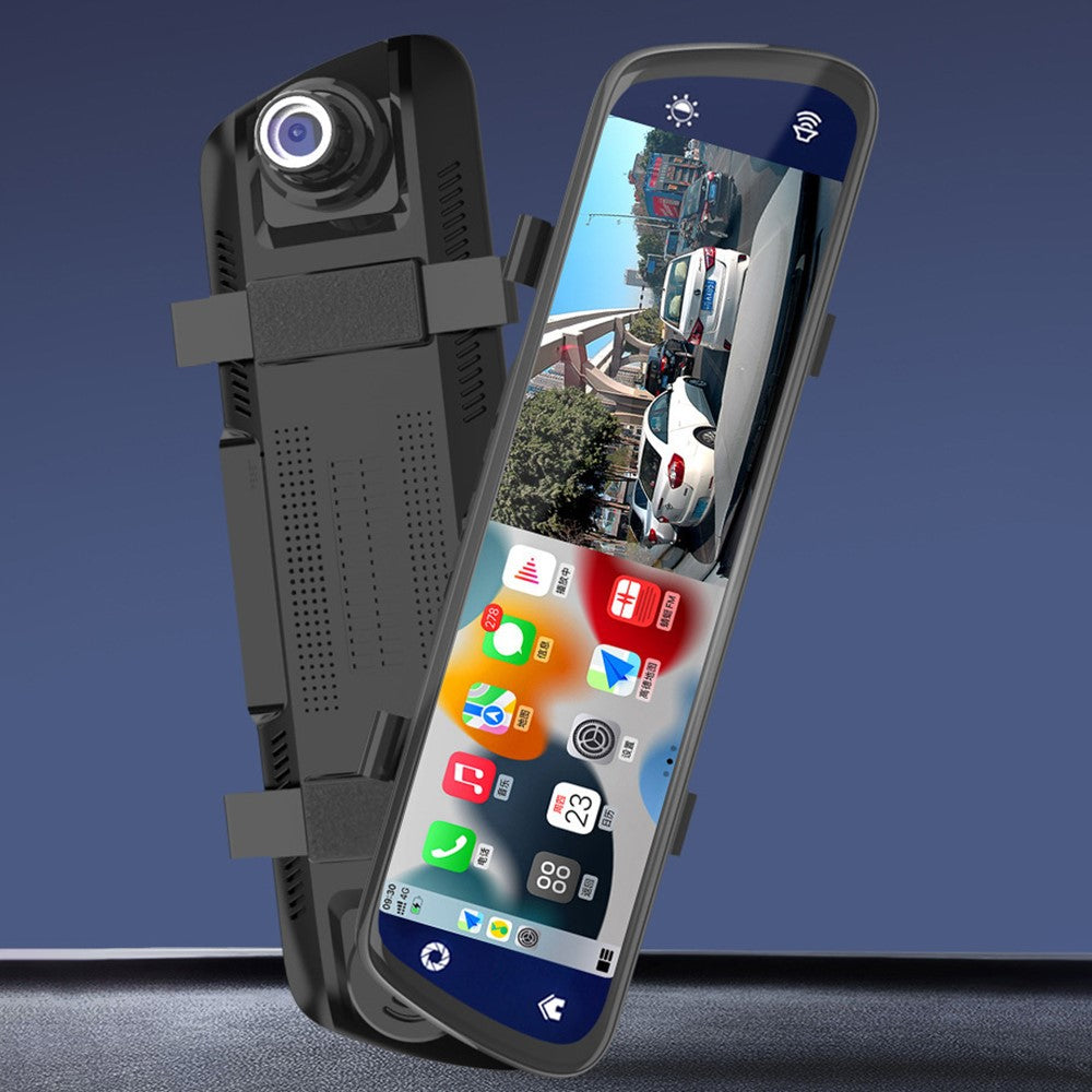 9.66" Touchscreen Dashcam mit CarPlay: 4K Streaming Rückspiegel mit Dual Lens & Nachtsicht