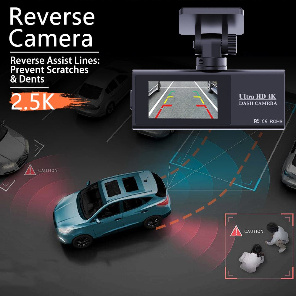 4K Dual-Kamera Dashcam mit 170° Weitwinkel, WiFi, GPS & Nachtsicht