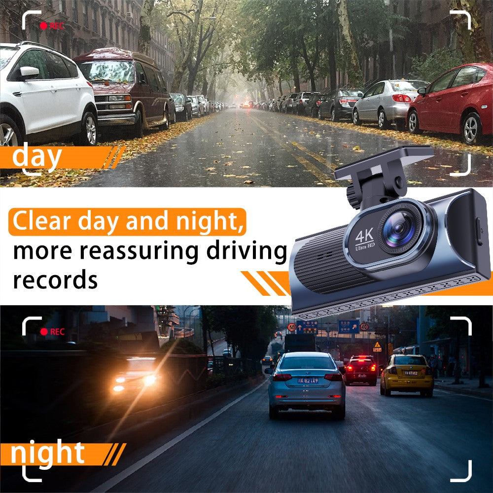 4K Dual-Kamera Dashcam mit 170° Weitwinkel, WiFi, GPS & Nachtsicht