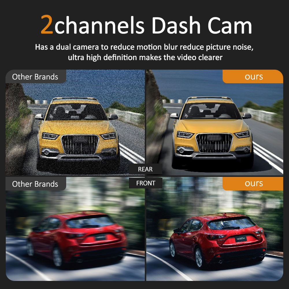 4K Dual-Dashcam mit ADAS, 170° Weitwinkel, Nachtsicht & G-Sensor