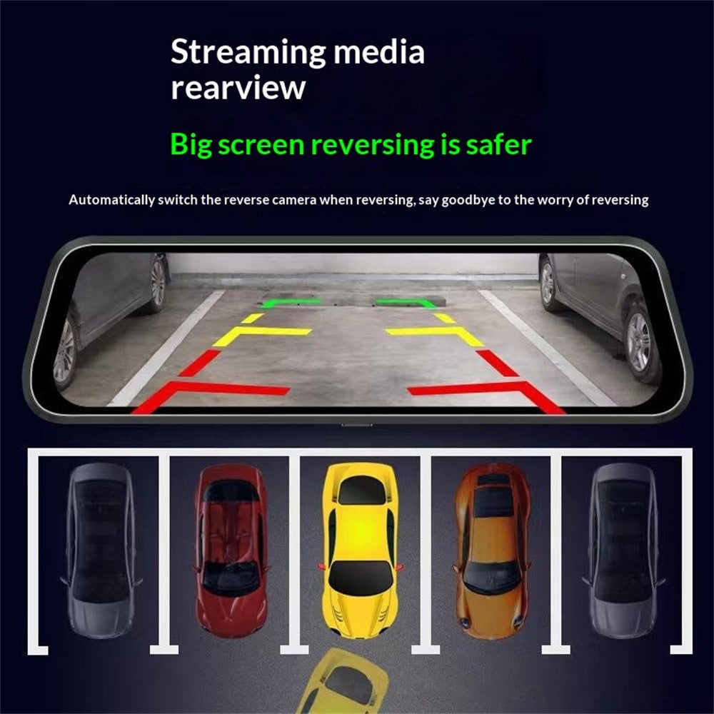 H111-TP HD Streaming Dashcam mit 9,66 Zoll IPS Touchscreen, Dual-Kamera, Nachtsicht & Rückspiegel DVR