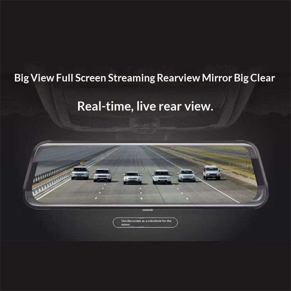 H111-TP HD Streaming Dashcam mit 9,66 Zoll IPS Touchscreen, Dual-Kamera, Nachtsicht & Rückspiegel DVR