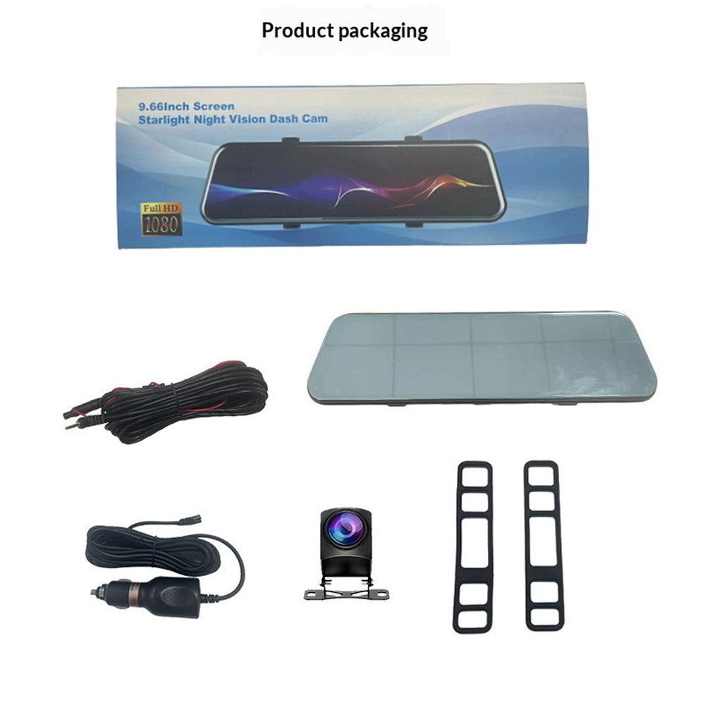 H111-TP HD Streaming Dashcam mit 9,66 Zoll IPS Touchscreen, Dual-Kamera, Nachtsicht & Rückspiegel DVR