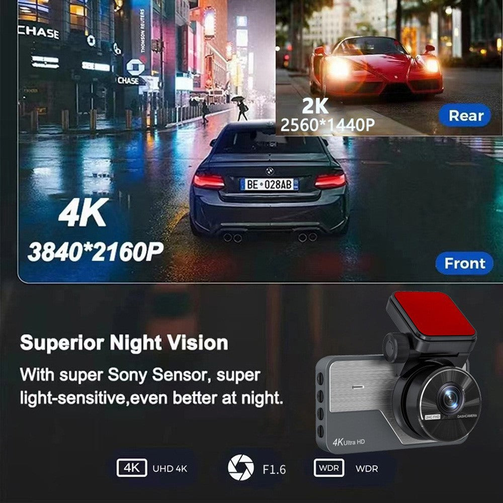 Y06 4K Front + 2K Rückkamera Dashcam mit 3 Zoll IPS, Nachtsicht & Loop-Aufnahme