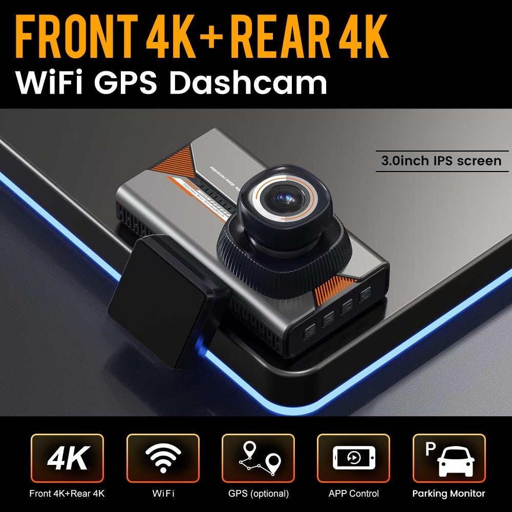 H006 Front 4K + Rückfahrkamera 4K Dashcam 3 Zoll IPS WLAN GPS Parkwächter