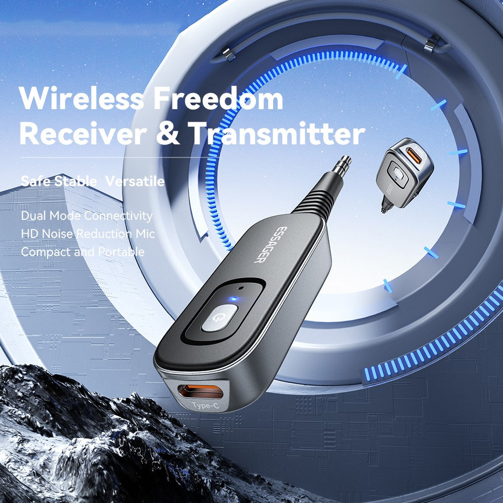 ESSAGER EBT51-LX0G-P Bluetooth 5.1 Audio Transmitter & Receiver | 3.5mm AUX Adapter