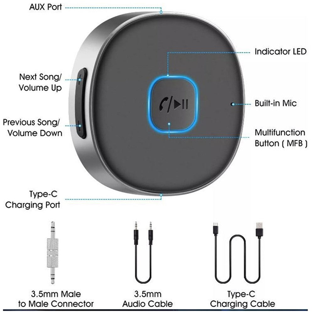 J33 Auto Bluetooth-Adapter mit Geräuschunterdrückung - Freisprechen & kabelloser Audioempfang