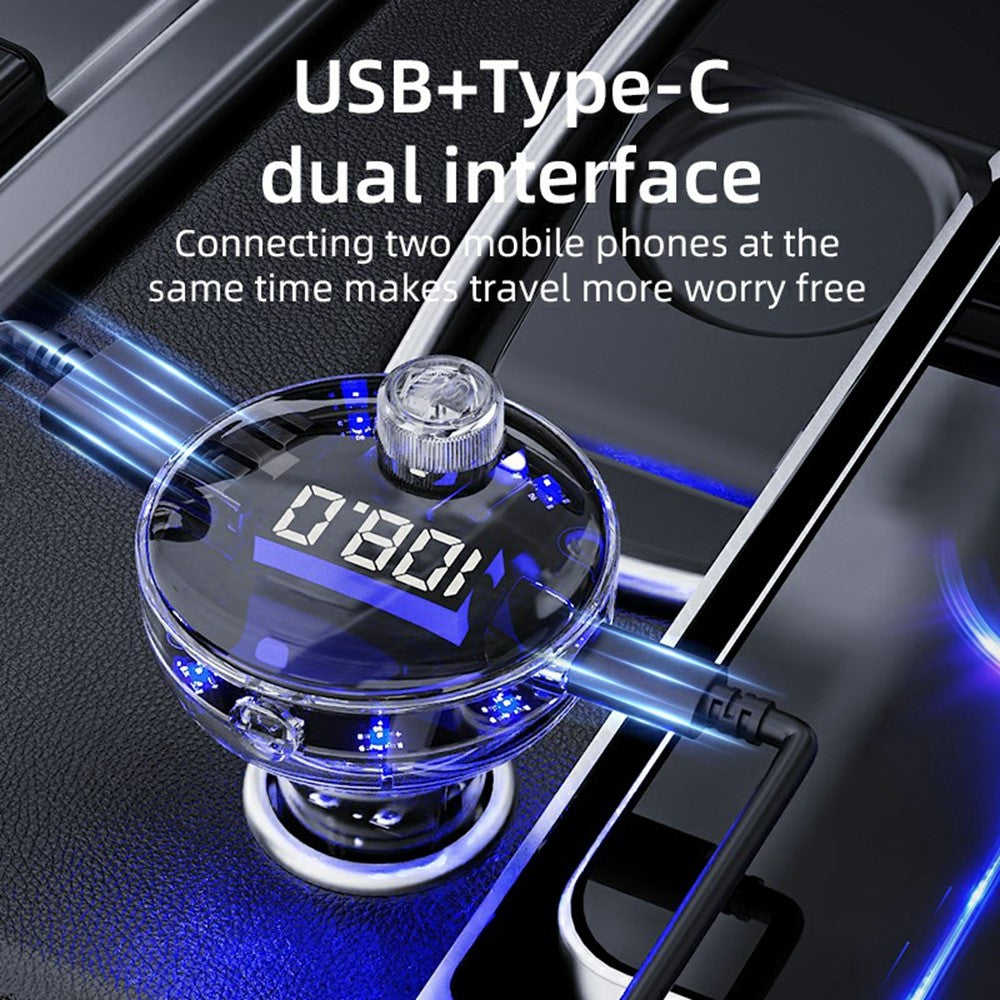 C10 Multifunktionaler Auto MP3 Player Adapter BT Freisprecheinrichtung FM Transmitter Autoladegerät mit USB / Type-C Ports