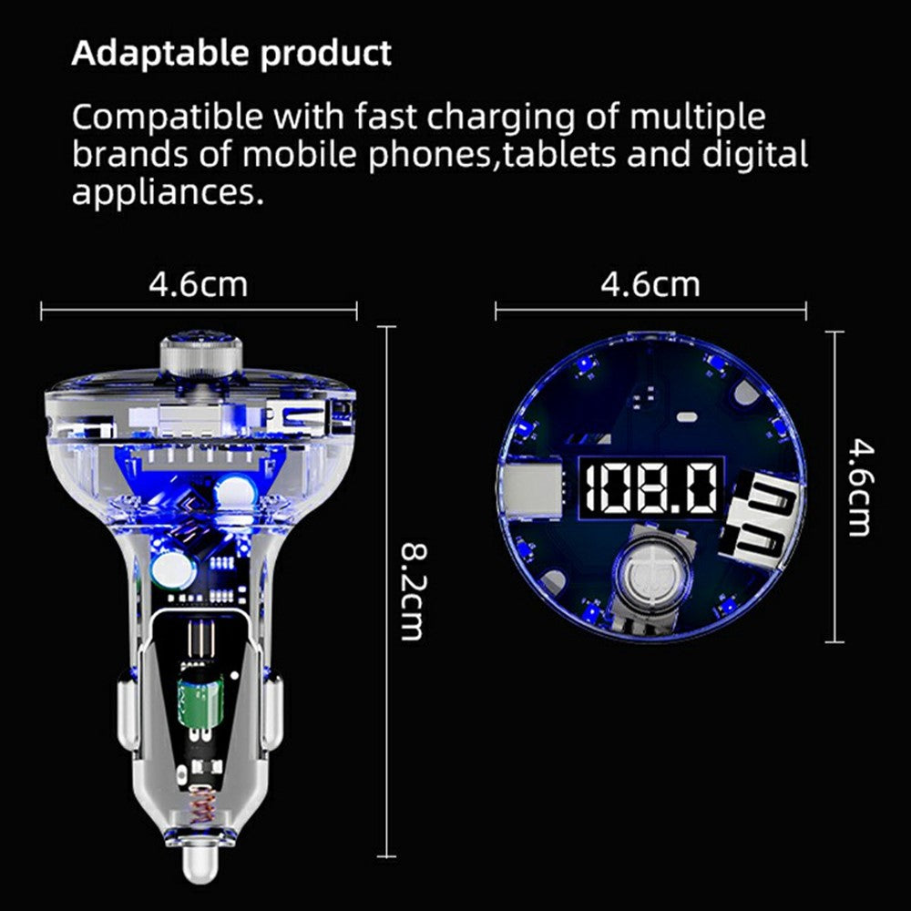 C10 Multifunktionaler Auto MP3 Player Adapter BT Freisprecheinrichtung FM Transmitter Autoladegerät mit USB / Type-C Ports
