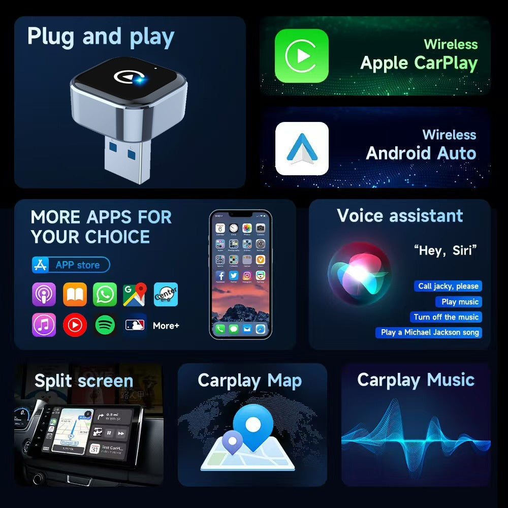 K16C Mini USB Dongle: 2in1 Wired/Wireless CarPlay & Android Auto Adapter