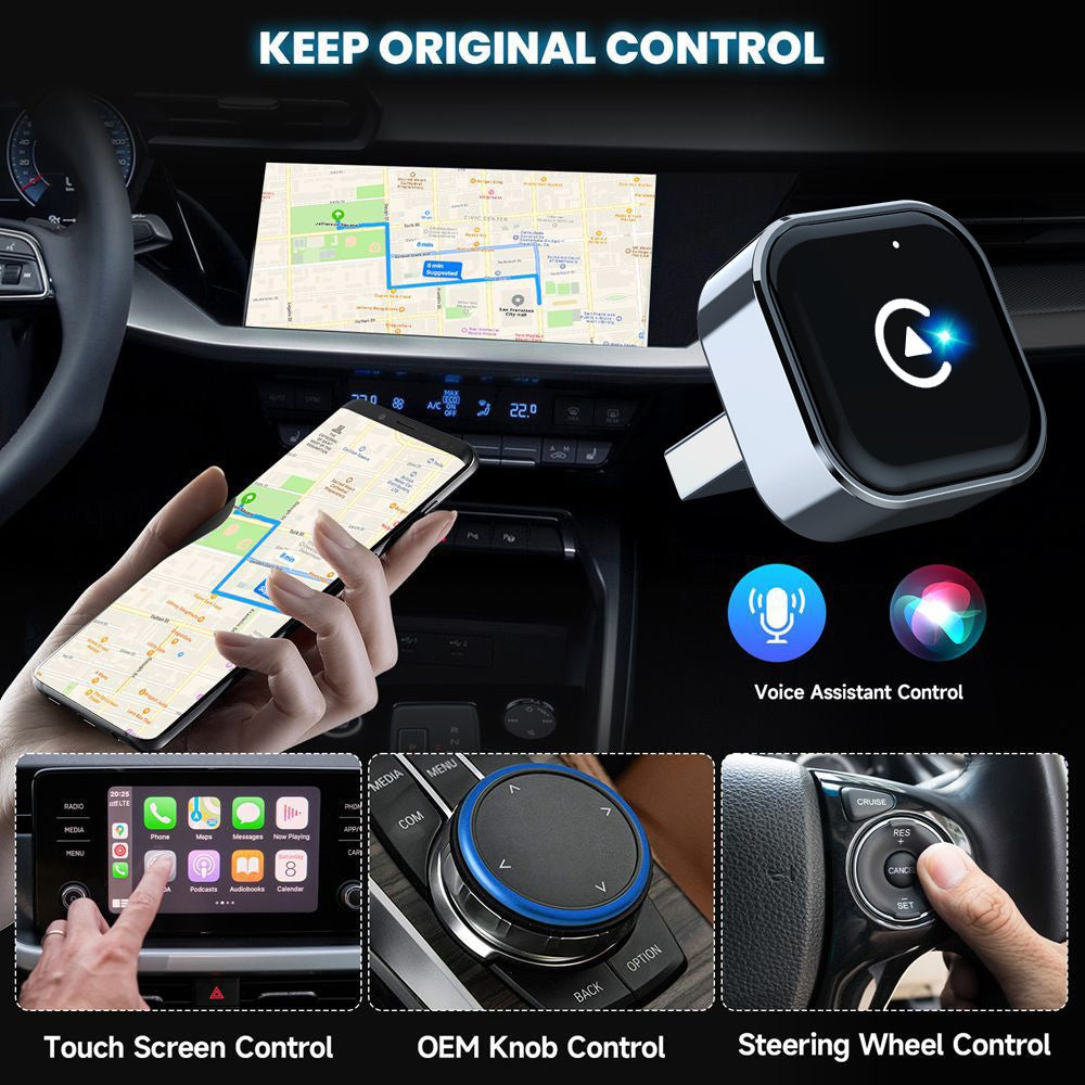 K16C Mini USB Dongle: 2in1 Wired/Wireless CarPlay & Android Auto Adapter