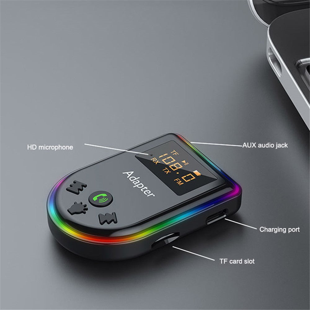 Q7 Digitales Display Bluetooth 5.3 MP3-Player, 2-in-1 Empfänger/Sender Auto-Audio-Adapter
