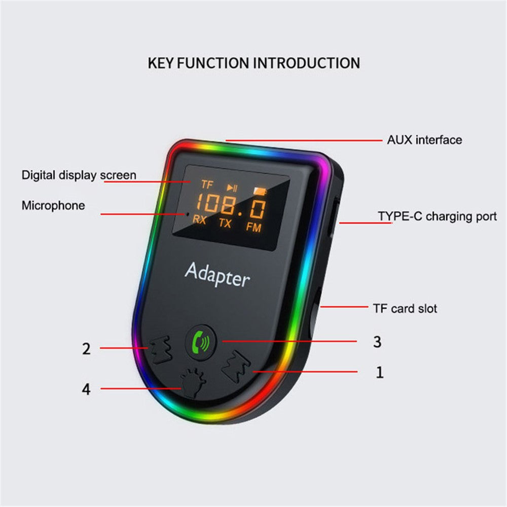 Q7 Digitales Display Bluetooth 5.3 MP3-Player, 2-in-1 Empfänger/Sender Auto-Audio-Adapter