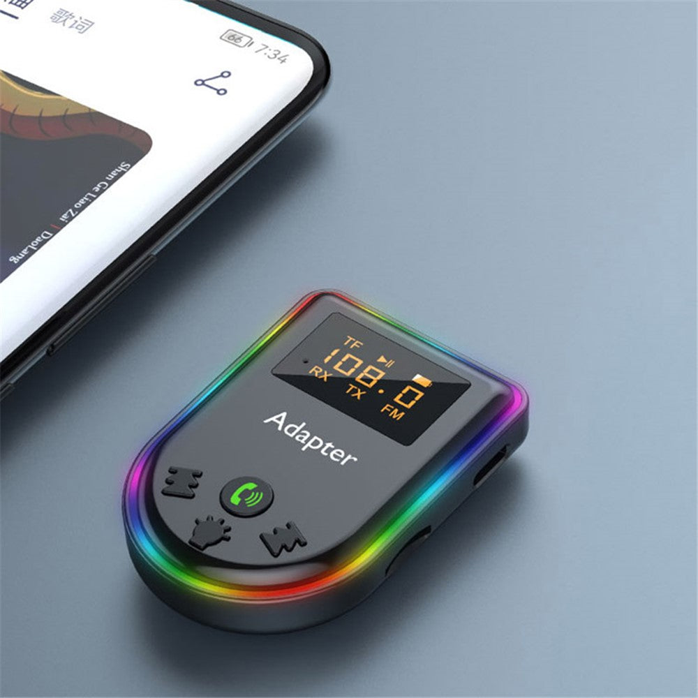 Q7 Digitales Display Bluetooth 5.3 MP3-Player, 2-in-1 Empfänger/Sender Auto-Audio-Adapter