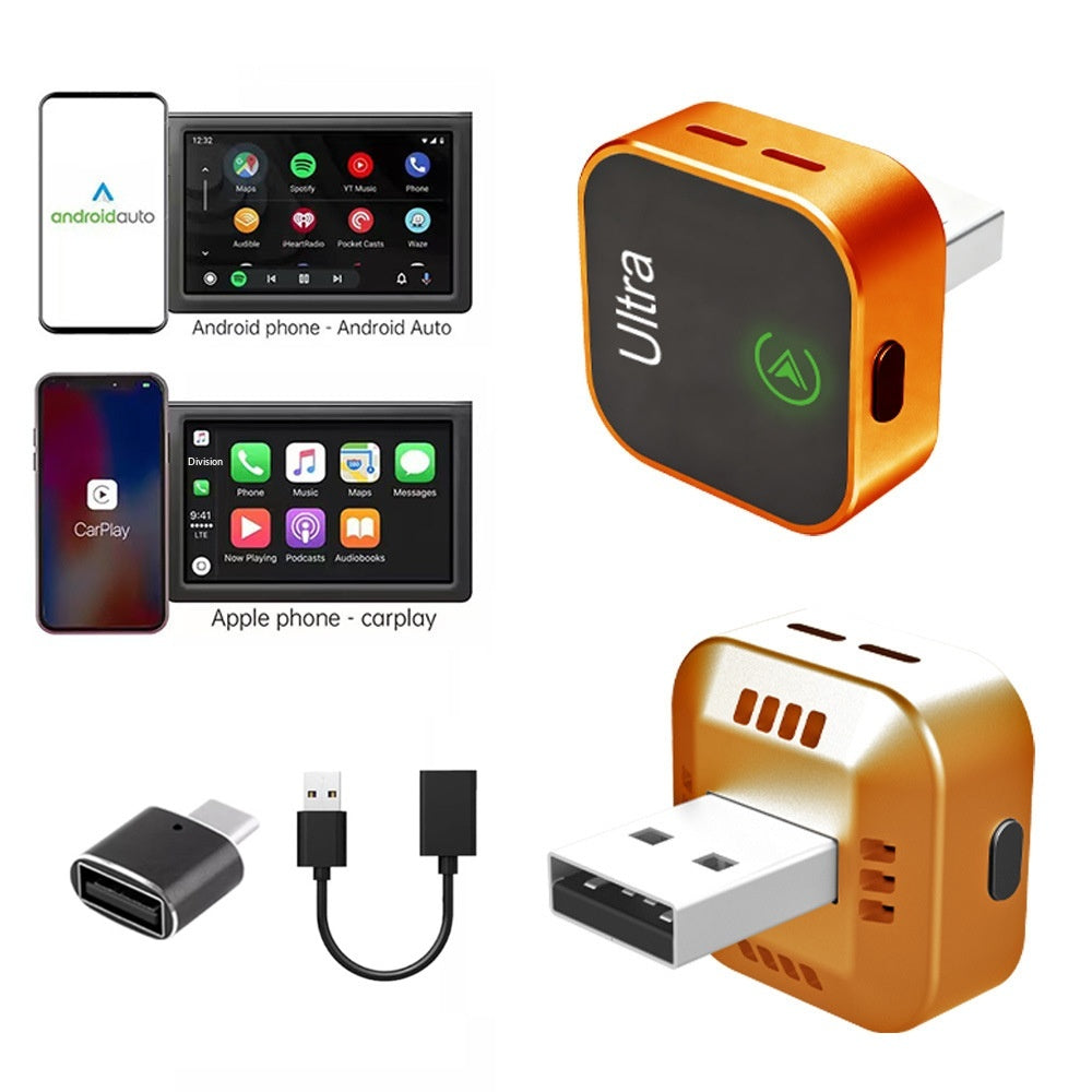 K15 2-in-1 Wireless CarPlay Android Auto USB Dongle mit Adapter & Verlängerungskabel