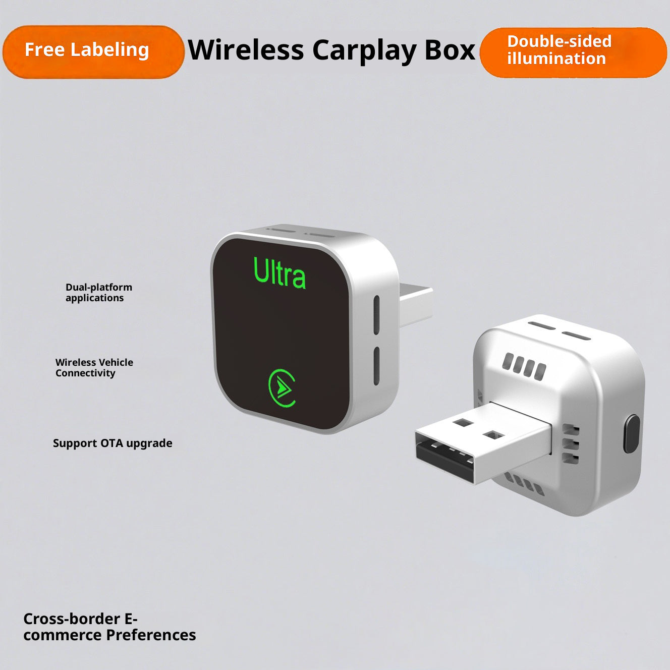 K15 2-in-1 Wireless CarPlay Android Auto USB Dongle mit Adapter & Verlängerungskabel