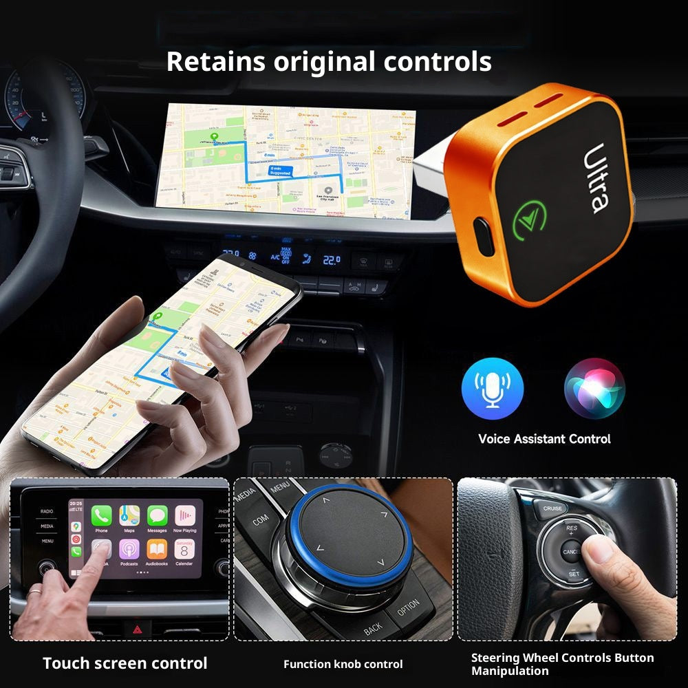 K15 2-in-1 Wireless CarPlay Android Auto USB Dongle mit Adapter & Verlängerungskabel