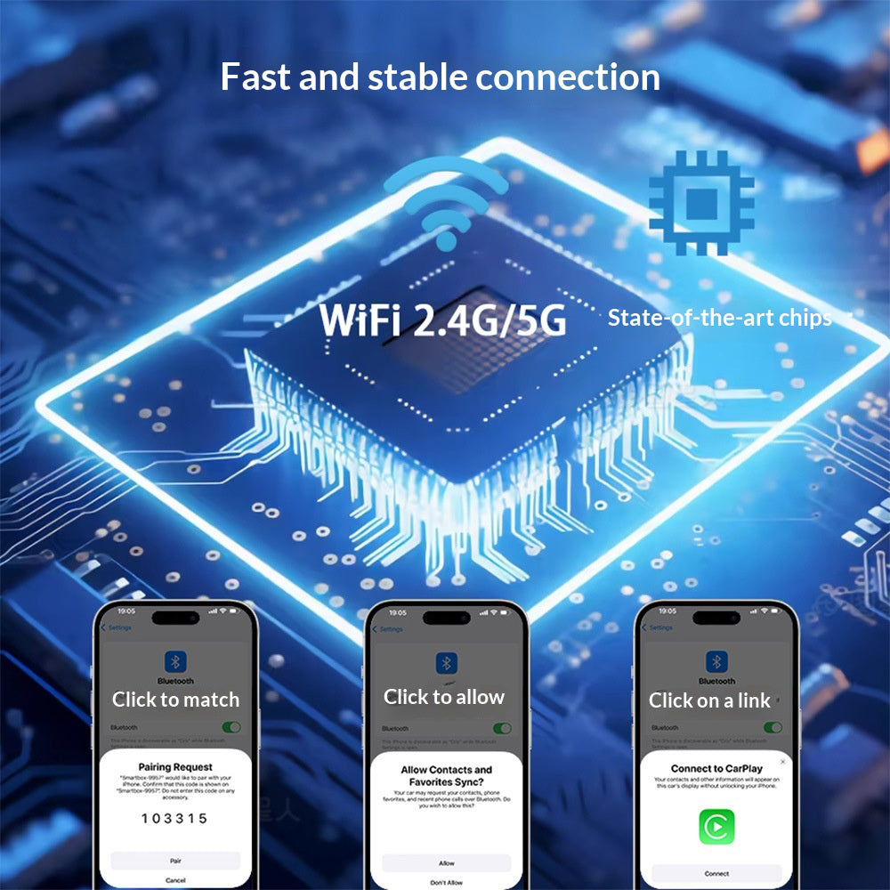 K15 2-in-1 Wireless CarPlay Android Auto USB Dongle mit Adapter & Verlängerungskabel