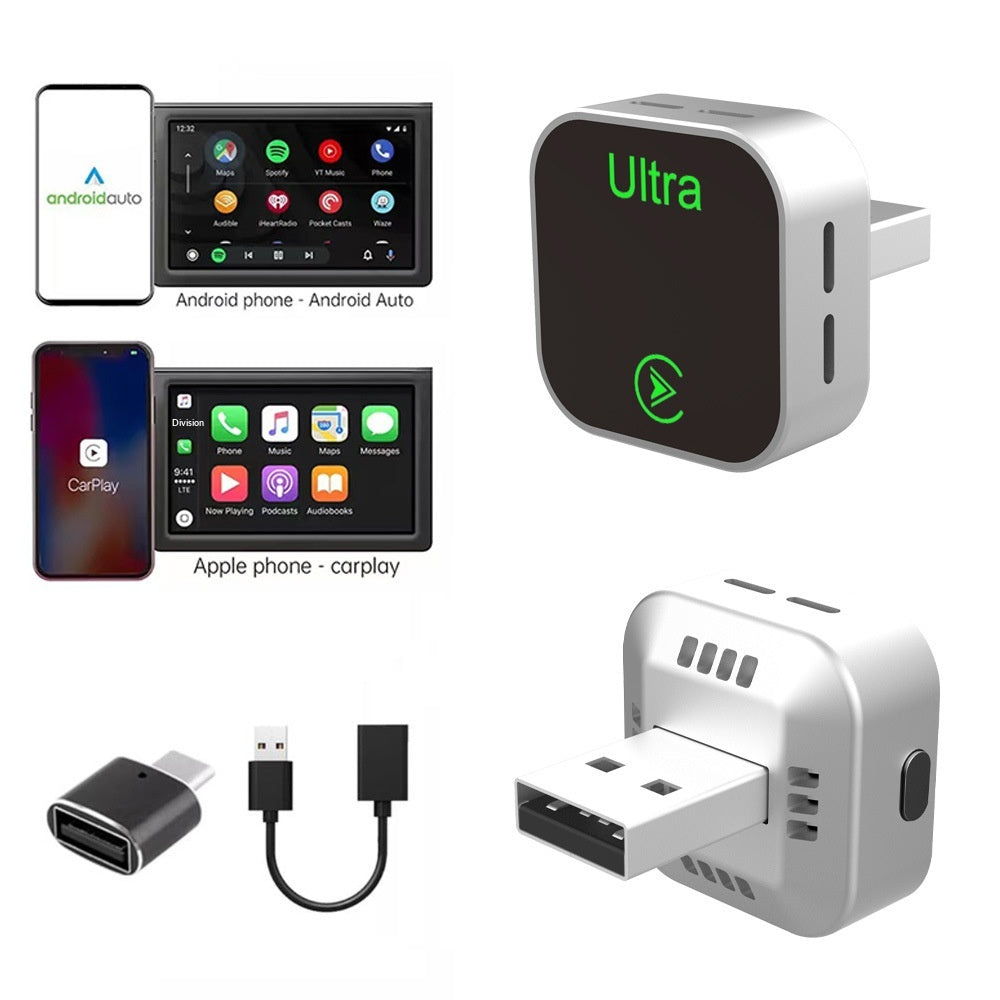 K15 2-in-1 Wireless CarPlay Android Auto USB Dongle mit Adapter & Verlängerungskabel