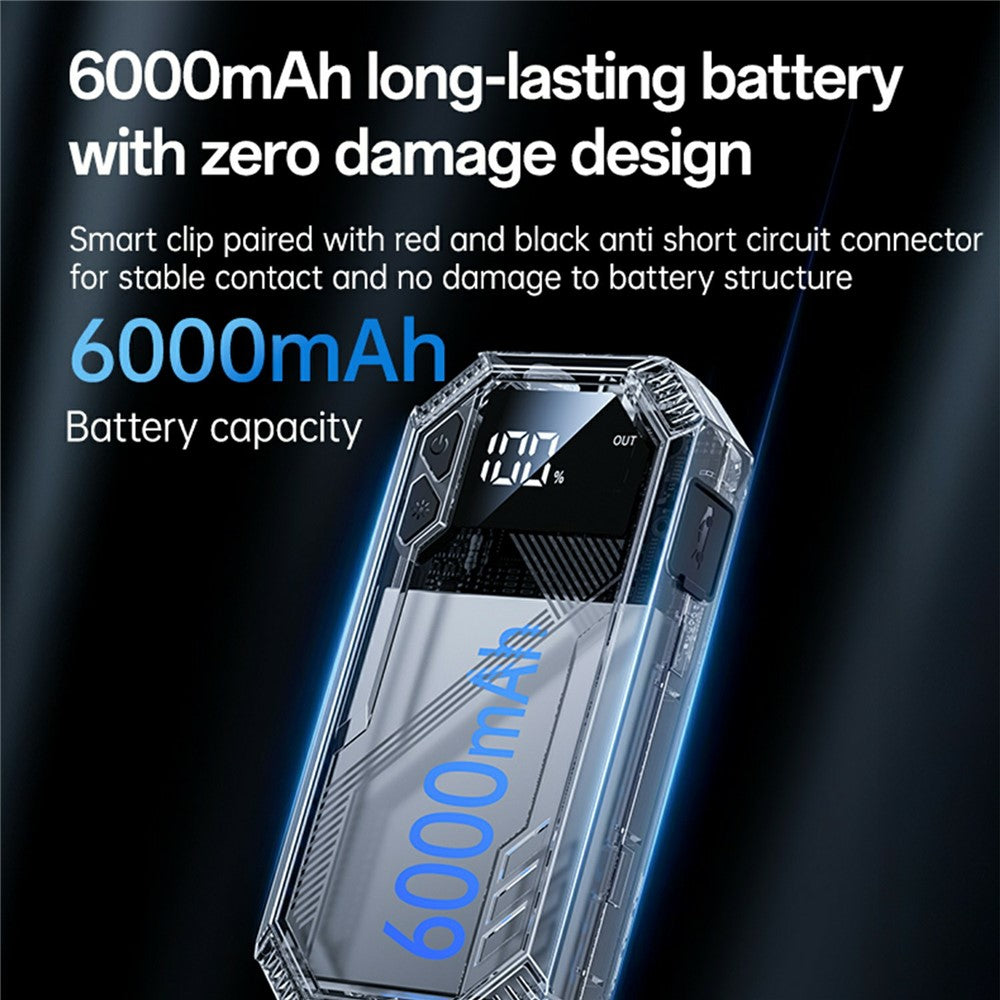 YESIDO VC11 Starthilfe 6000mAh Powerbank, Smart-Klemme für 12V Autobatterien bis 3.0L Benzin/Diesel