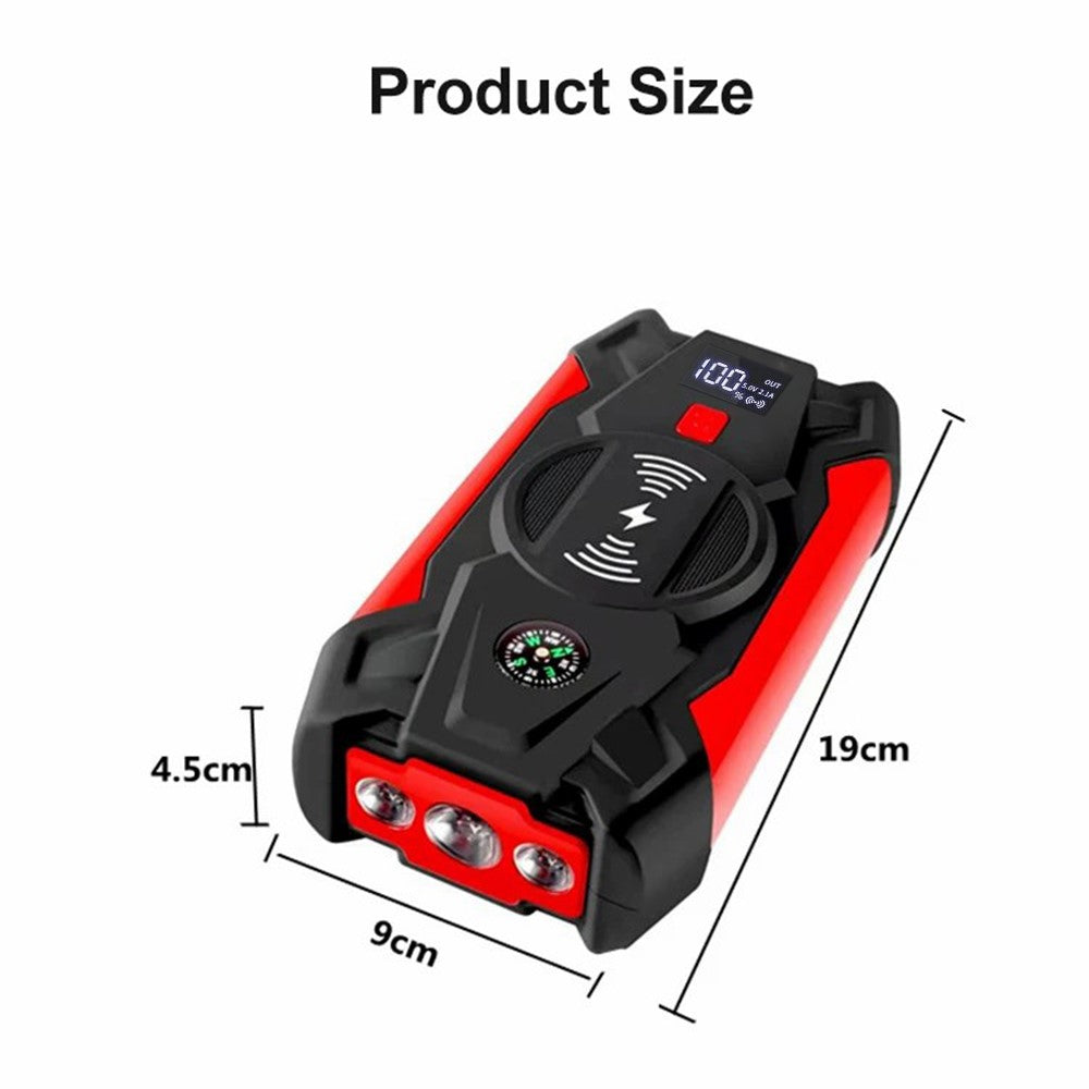 J13 Portable Car Jump Starter 12V Car Emergency Starter Cell Phone Power Bank with Wireless Charging (EU Plug)