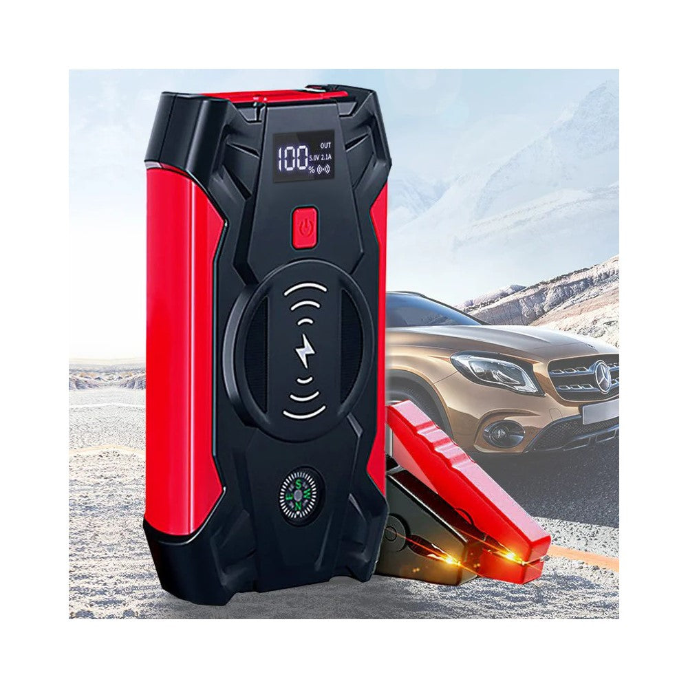 J13 Portable Car Jump Starter 12V Car Emergency Starter Cell Phone Power Bank with Wireless Charging (EU Plug)