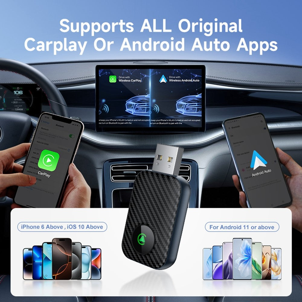 2-in-1 Auto Wireless CarPlay & Android Auto Adapter: Wired Nachrüsten