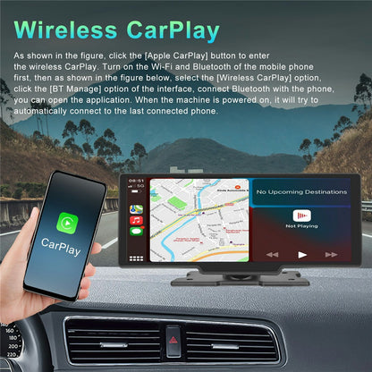10.26 Zoll Touchscreen CarPlay Android Auto FM Transmitter mit Rückfahrkamera