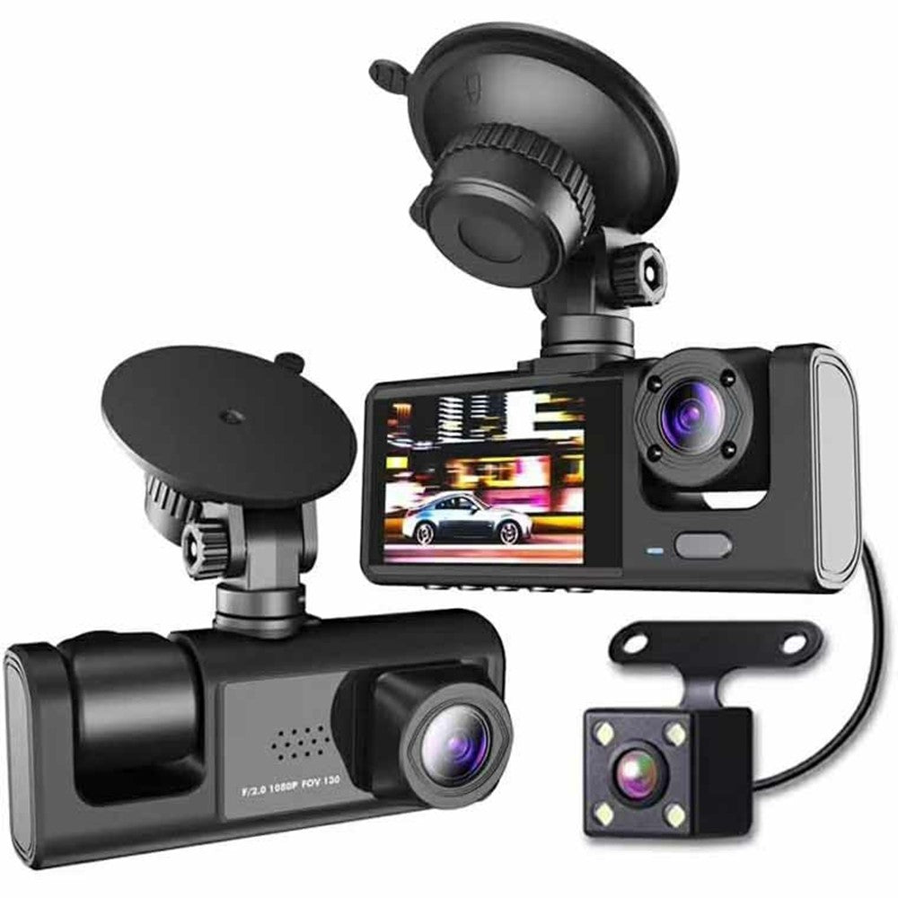 WIFI Dashcam 1080P - Front, Innen, Hinten mit 3 Linsen & Parküberwachung