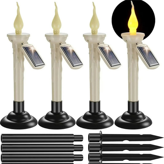 4Pcs Outdoor Solar Candle Lights LED Garden Stake Lamps Halloween Decor for Lawn / Patio / Yard