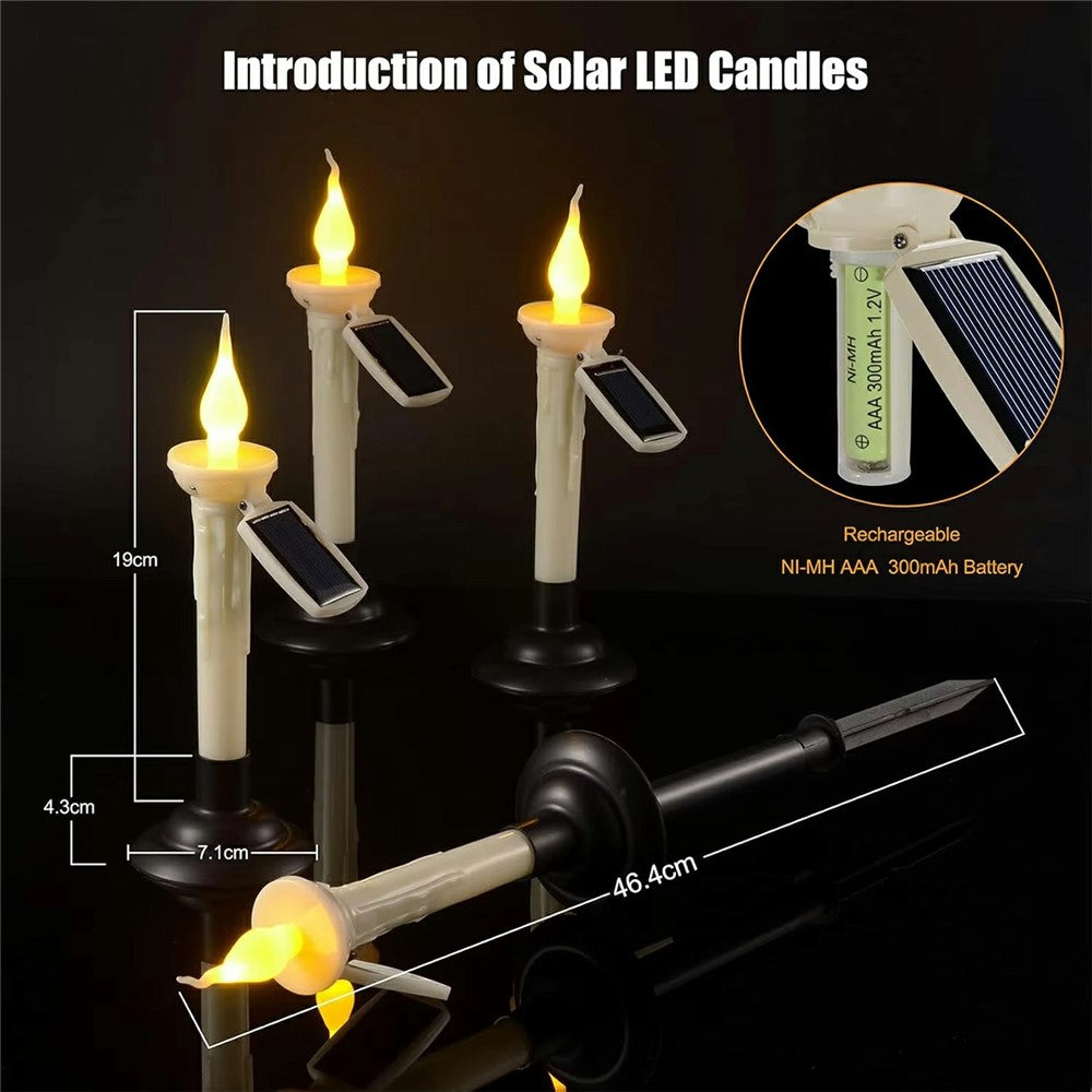 4Pcs Outdoor Solar Candle Lights LED Garden Stake Lamps Halloween Decor for Lawn / Patio / Yard