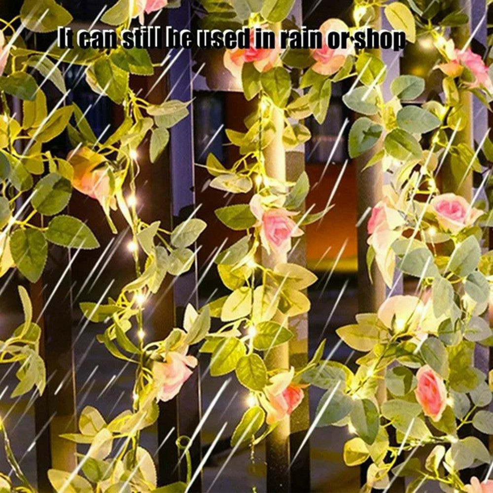 10m 100 LED Solar Powered Rose String Light 8 Modes Outdoor Garden Landscape Decorative Lamp