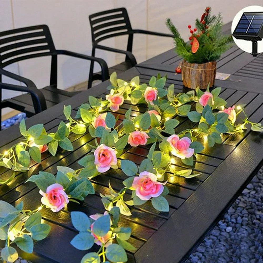 10m 100 LED Solar Powered Rose String Light 8 Modes Outdoor Garden Landscape Decorative Lamp