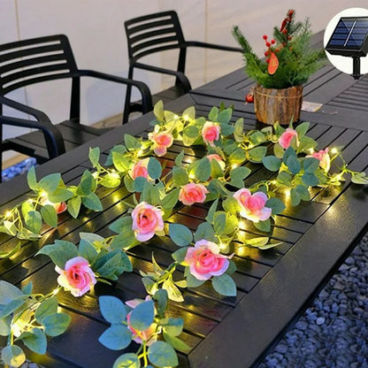 10m 100 LED Solar Powered Rose String Light 8 Modes Outdoor Garden Landscape Decorative Lamp