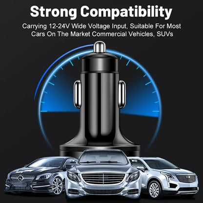 100W High Power 6-Port Car Charger PD QC3.0 Fast Charging Adapter with Voltage Display